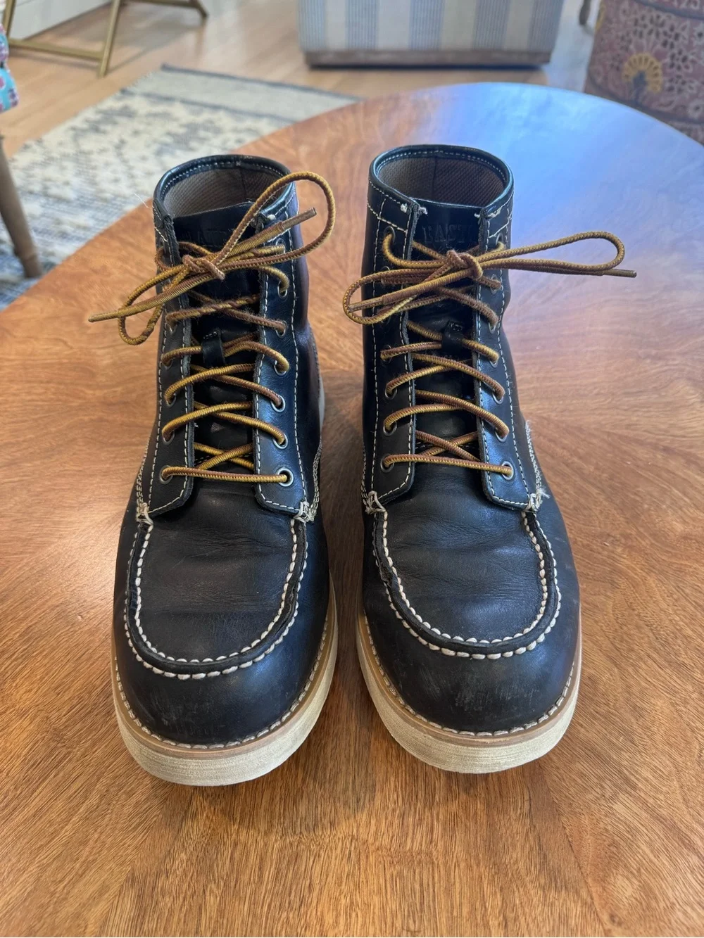 Men’s Eastland “Lumber Up” Dark Navy Leather Moc Toe Lace-Up Boots